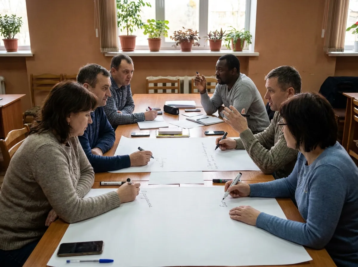 Educators from different countries in a workshop